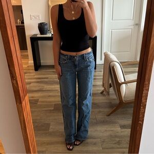 Abercrombie & Fitch Low Rise Baggy Jean Size 28 Color: Dark LONG SKU: 656022149